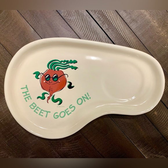 Funny plate & mug “BEET GOES ON” and “LETTUCE DANCE” stoneware lunch dinner set - Picture 2 of 9